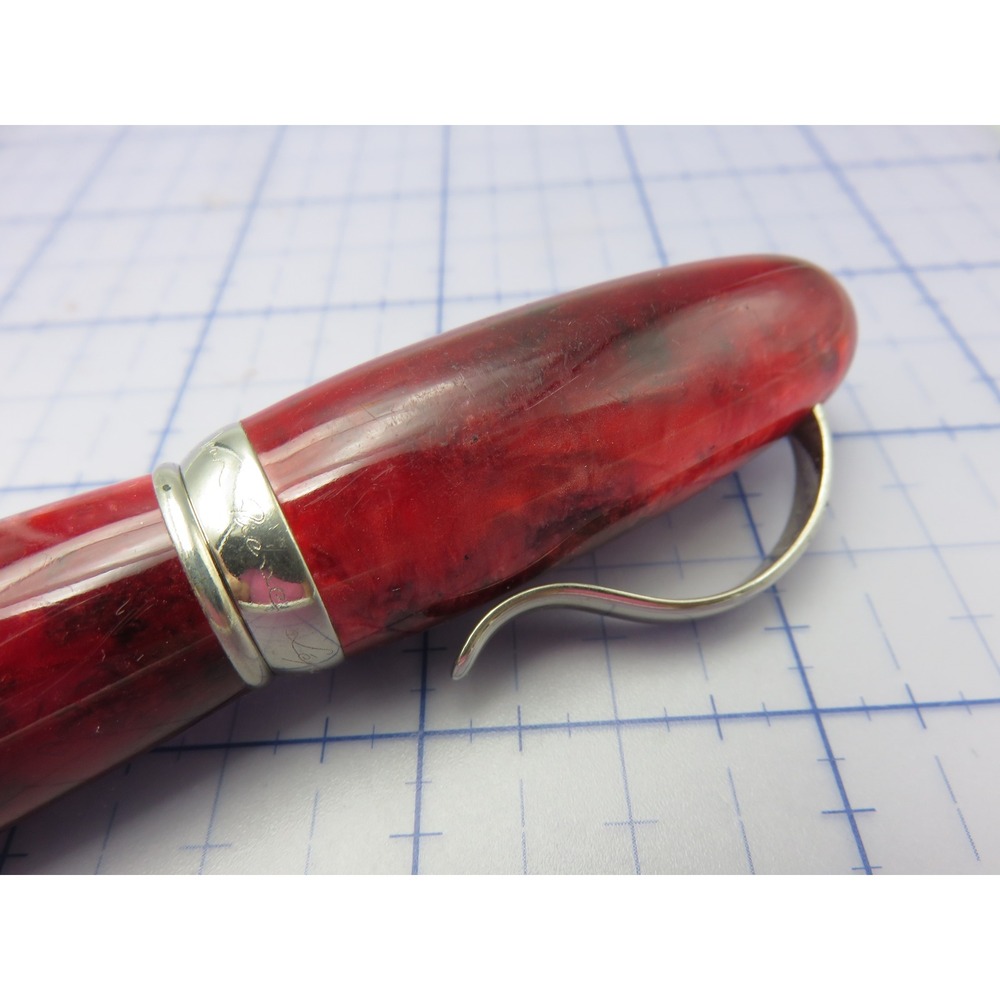 Jean Pierre Lepine Attila Little Fatty Ballpoint Pen Marbled Red France - Picture 2 of 15